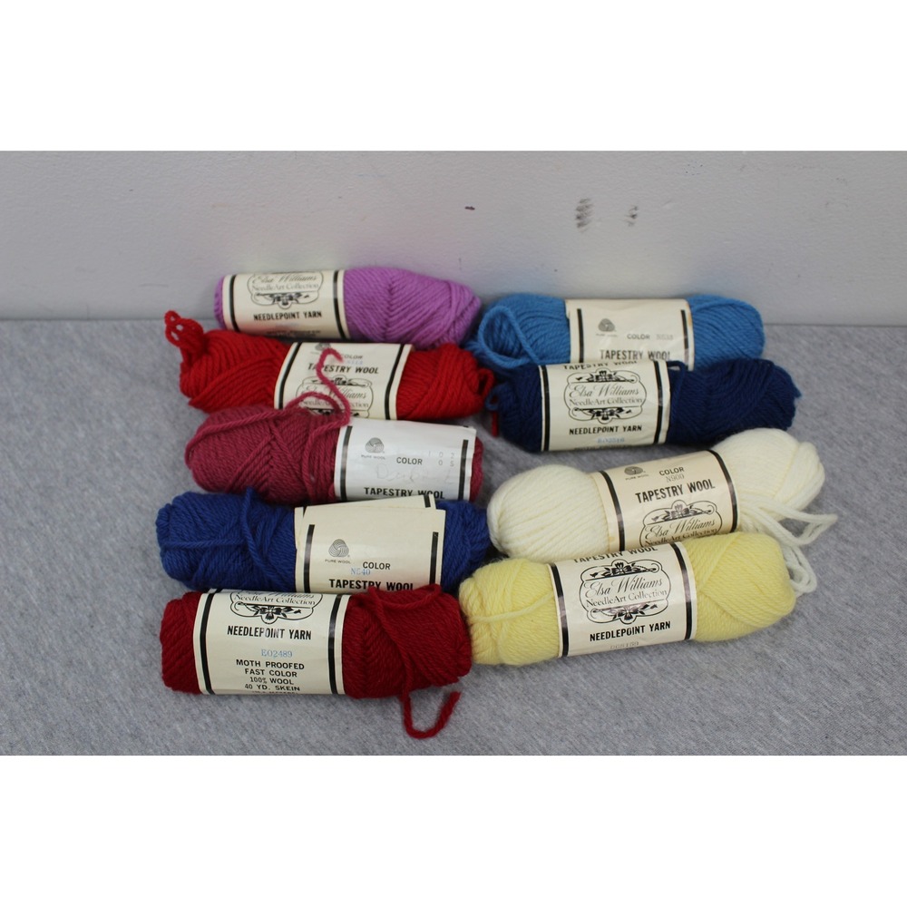 Elsa Williams Yarn Unisex 40yd Multi Tapestry Wool Needlepoint 100% Wool 9pc Lot